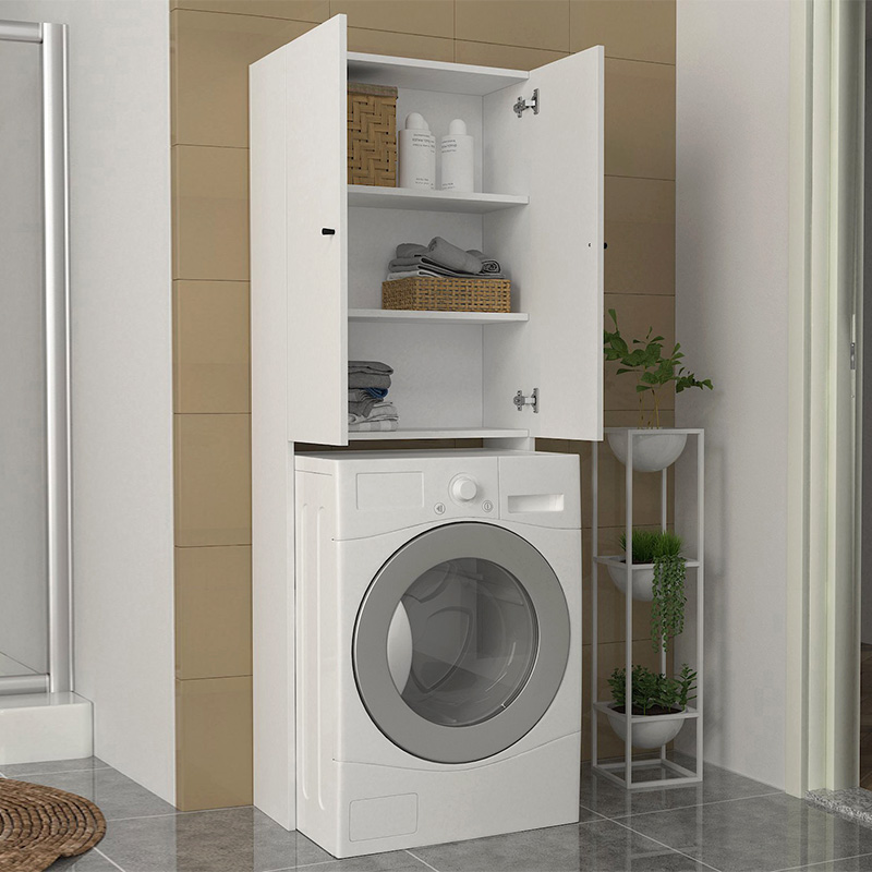 Romme Megapap melamine laundry machine cabinet in white color 65x27,1x180cm.