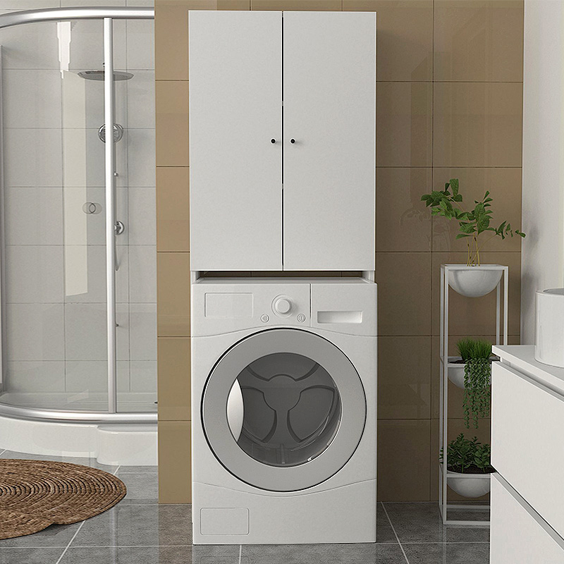 Romme Megapap melamine laundry machine cabinet in white color 65x27,1x180cm.