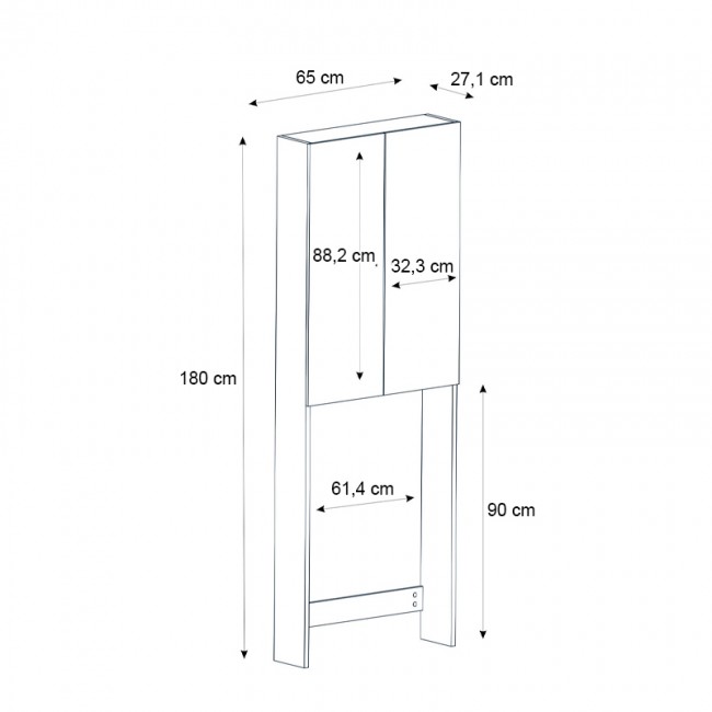 Έπιπλο πλυντηρίου Romme Megapap χρώμα sepet oak 65x27,1x180εκ.