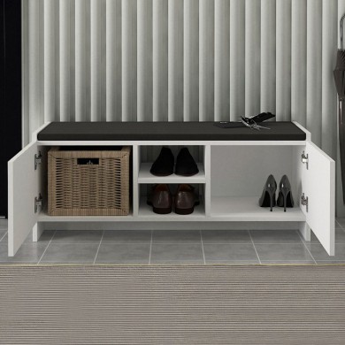 Verly Megapap melamine shoe cabinet in white color 110x33.2x43cm.