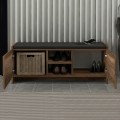 Verly Megapap melamine shoe cabinet in walnut color 110x33.2x43cm.