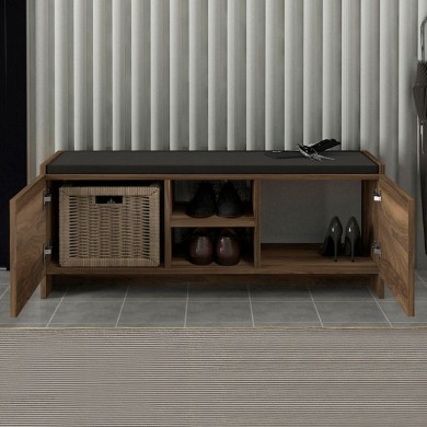 Verly Megapap melamine shoe cabinet in walnut color 110x33.2x43cm.