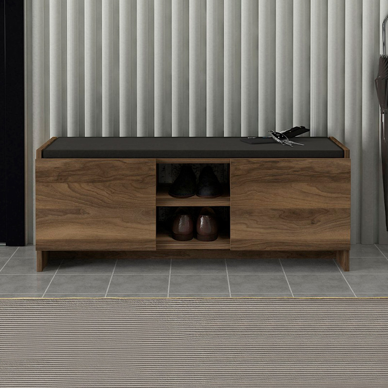 Verly Megapap melamine shoe cabinet in walnut color 110x33.2x43cm.