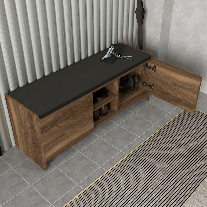 Verly Megapap melamine shoe cabinet in walnut color 110x33.2x43cm.