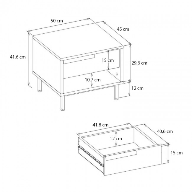 Κομοδίνο Suzy Megapap χρώμα sepet oak 50x45x41,6εκ.