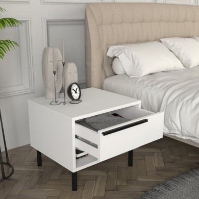 Suzy Megapap melamine nightstand in white color 50x45x41,6cm.