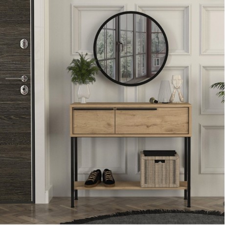 Suzy Megapap dresser with mirror in sepet oak 90x29.6x76cm.