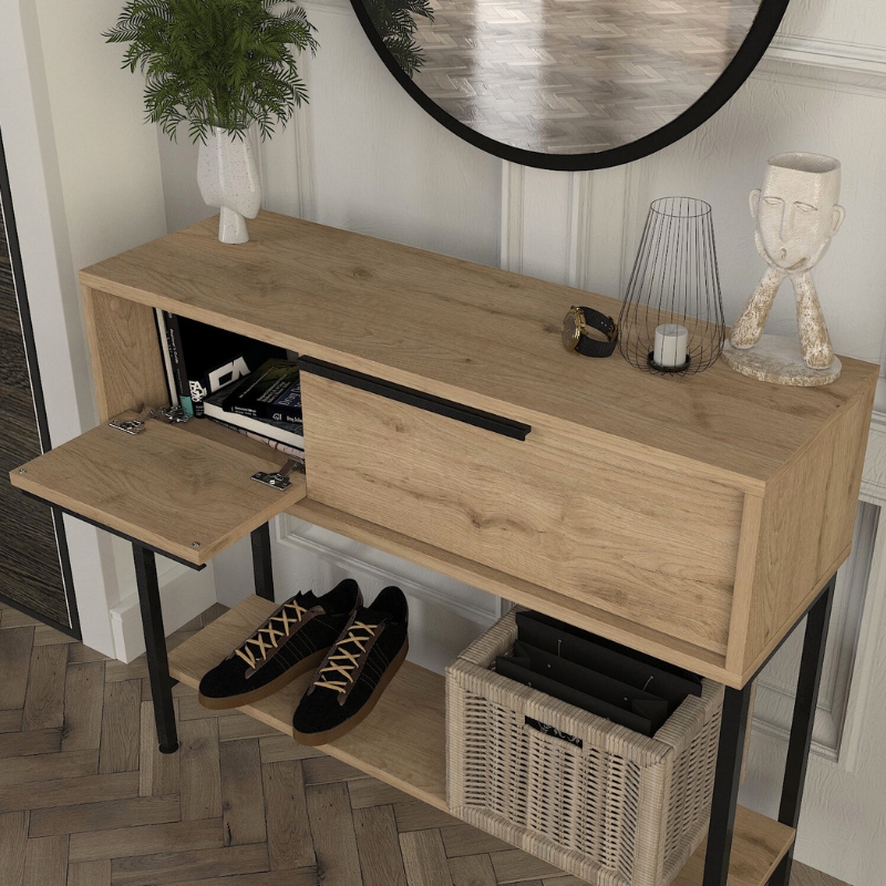 Suzy Megapap dresser with mirror in sepet oak 90x29.6x76cm.