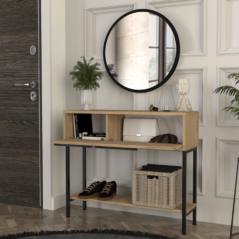 Suzy Megapap dresser with mirror in sepet oak 90x29.6x76cm.