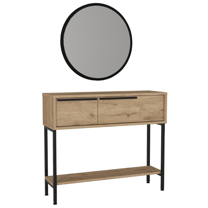 Suzy Megapap dresser with mirror in sepet oak 90x29.6x76cm.