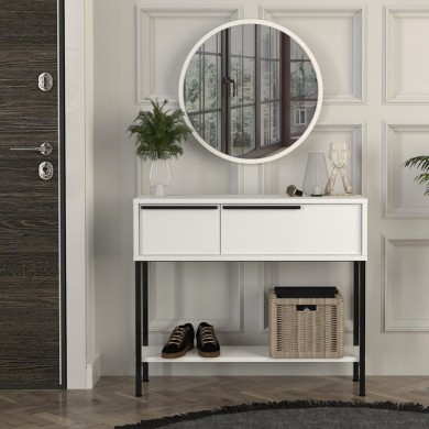 Suzy Megapap dresser with mirror in white 90x29.6x76cm.