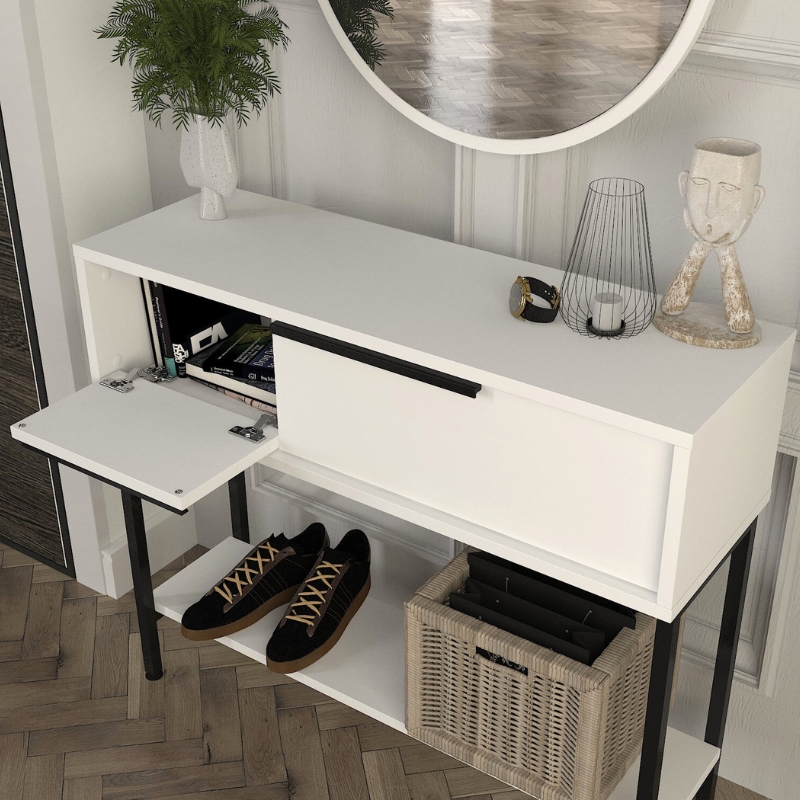 Suzy Megapap dresser with mirror in white 90x29.6x76cm.