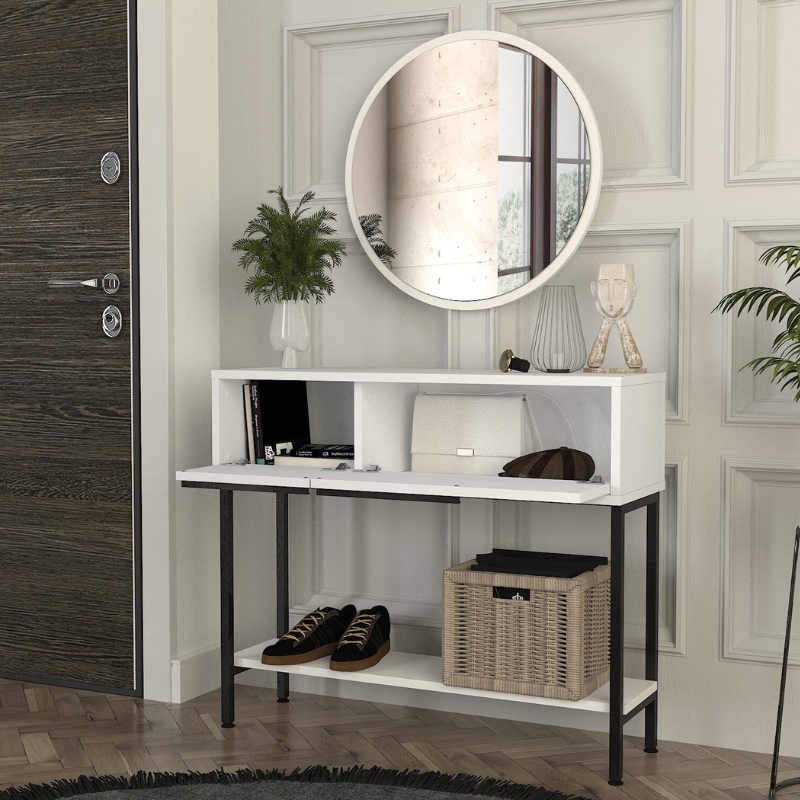 Suzy Megapap dresser with mirror in white 90x29.6x76cm.