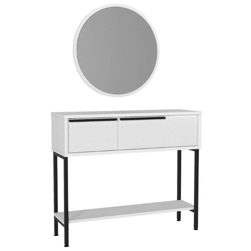 Suzy Megapap dresser with mirror in white 90x29.6x76cm.