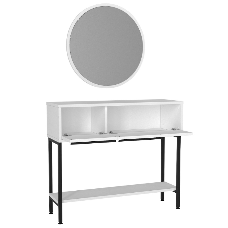 Suzy Megapap dresser with mirror in white 90x29.6x76cm.