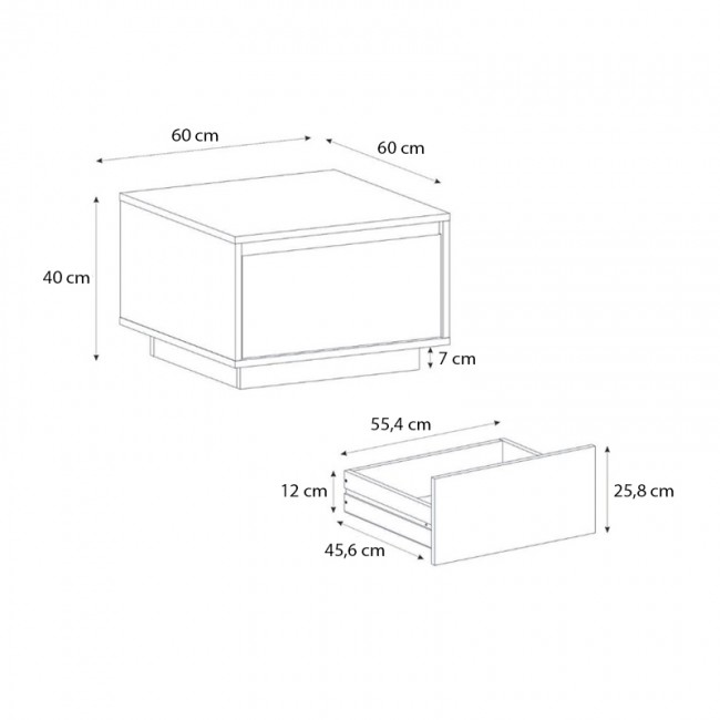 Τραπεζάκι σαλονιού Pura Megapap χρώμα sapphire oak 60x60x40εκ.