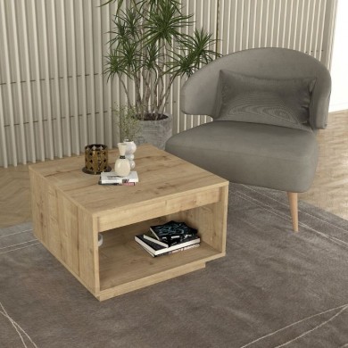 Onda Megapap melamine coffee table in sapphire oak color 60x60x40cm.