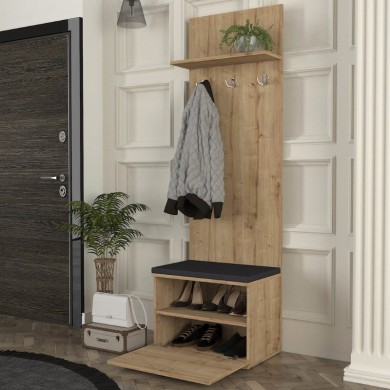 Track Megapap melamine coat stand in sapphire oak color 60x38,2x190cm.