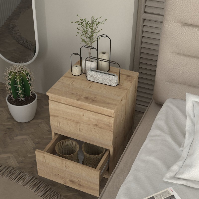 Breve Megapap melamine nightstand in sapphire oak color 39.8x41.8x55cm.