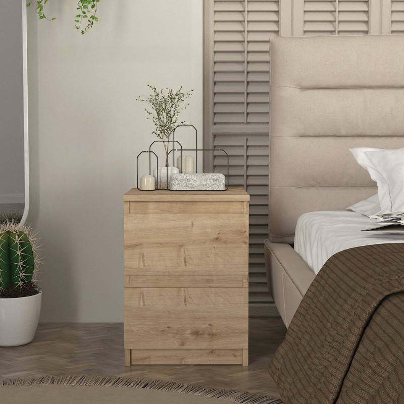 Breve Megapap melamine nightstand in sapphire oak color 39.8x41.8x55cm.