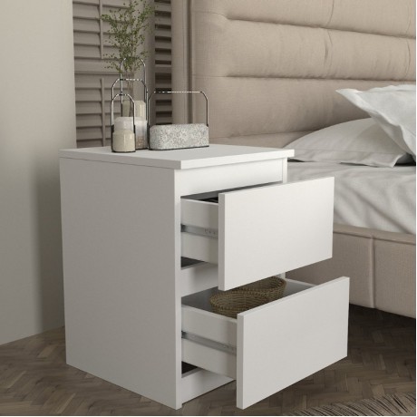 Breve Megapap melamine nightstand in white color 39.8x41.8x55cm.