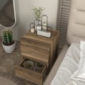 Breve Megapap melamine nightstand in walnut color 39.8x41.8x55cm.