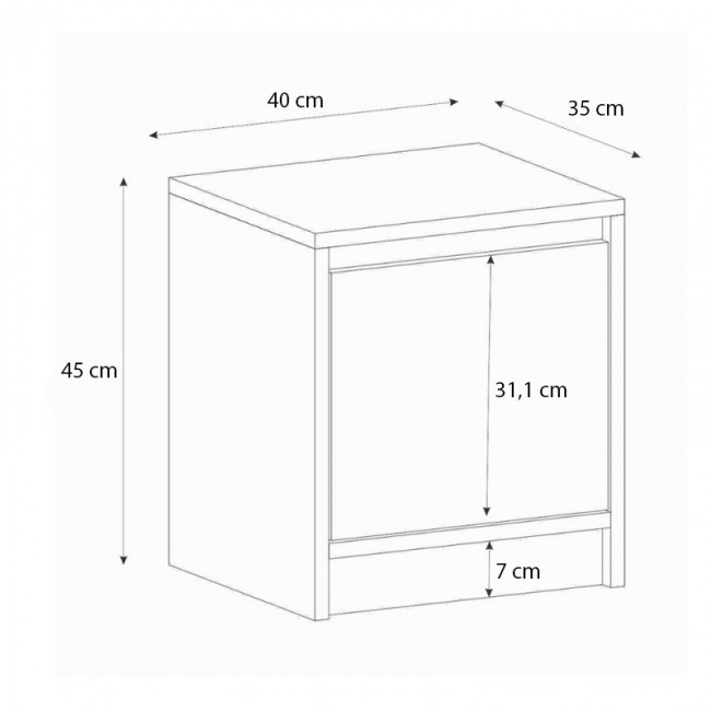 Κομοδίνο Conve Megapap χρώμα λευκό 40x35x45εκ.