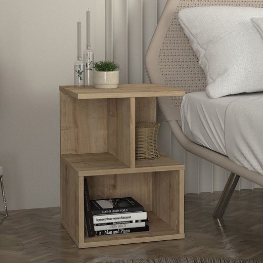 Κομοδίνο - Τραπεζάκι βοηθητικό Entiero Megapap χρώμα sapphire oak 39,8x35x54,6εκ.
