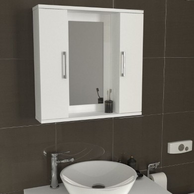 Melamine bathroom mirror Surra Megapap color white 65x15.3x65cm.