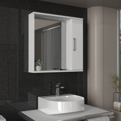 Melamine bathroom mirror Deal Megapap color white 65x15.3x65cm.