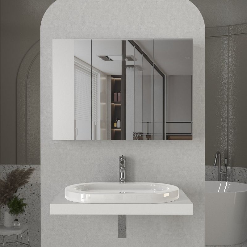 Melamine bathroom mirror Base Megapap color white 90x17.1x65cm.