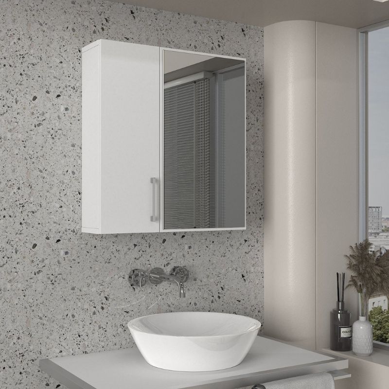 Melamine bathroom mirror Ditto Megapap color white 59,6x16,4x64,8cm.