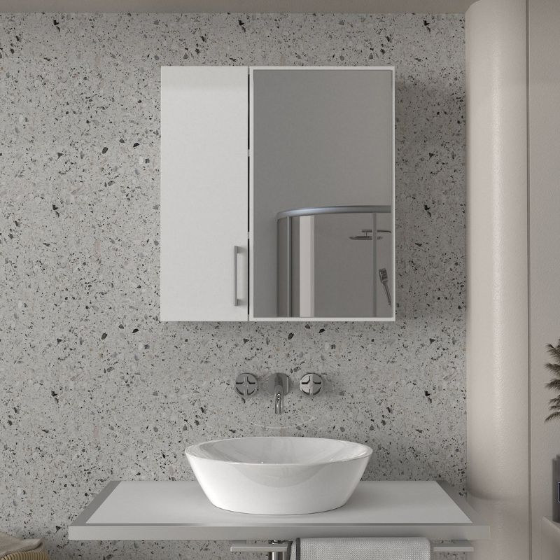 Melamine bathroom mirror Ditto Megapap color white 59,6x16,4x64,8cm.