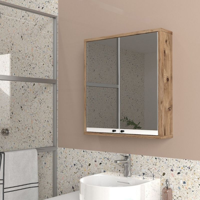 Melamine bathroom mirror Lilian Megapap color atlantic pine 59,6x14.6x65cm.