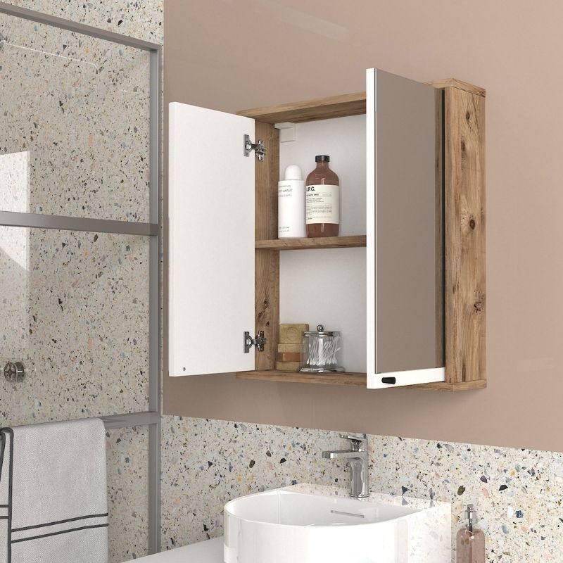 Melamine bathroom mirror Lilian Megapap color atlantic pine 59,6x14.6x65cm.