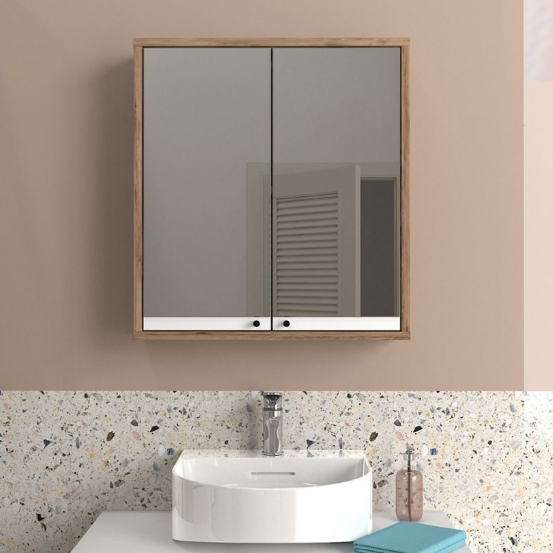 Melamine bathroom mirror Lilian Megapap color atlantic pine 59,6x14.6x65cm.