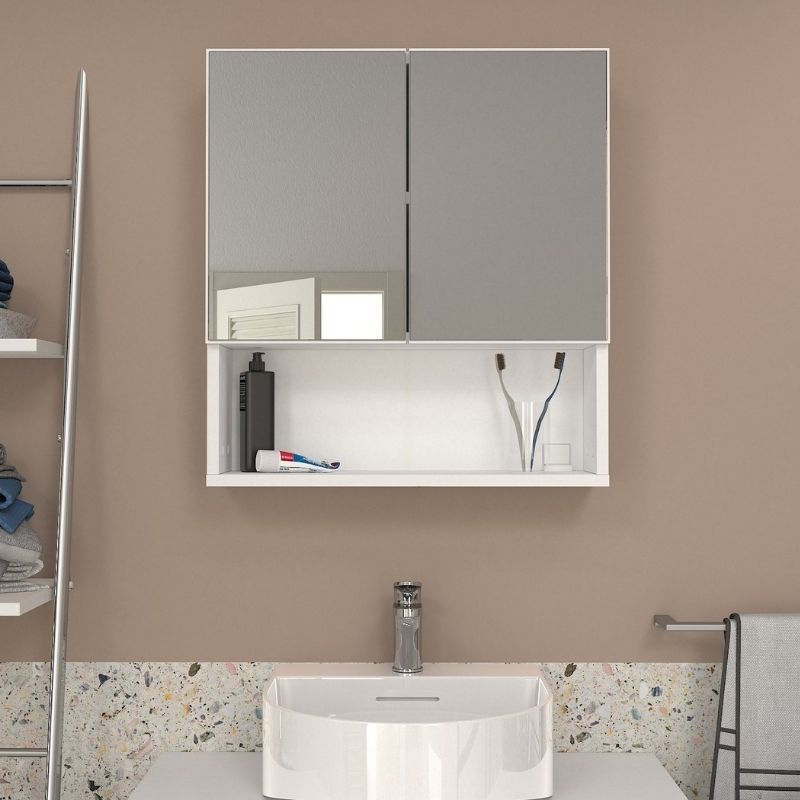 Melamine bathroom mirror Trama Megapap color white 60x16.8x65cm.