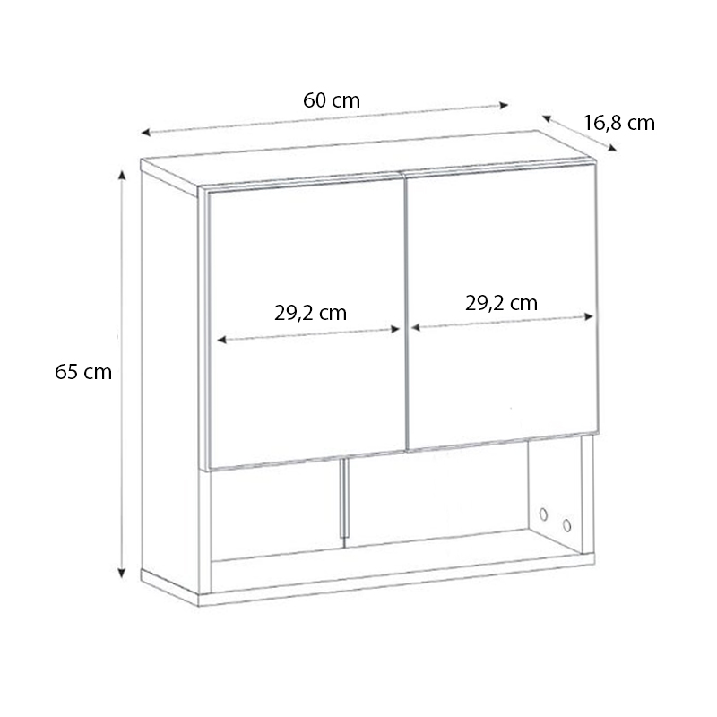 Melamine bathroom mirror Trama Megapap color white 60x16.8x65cm.
