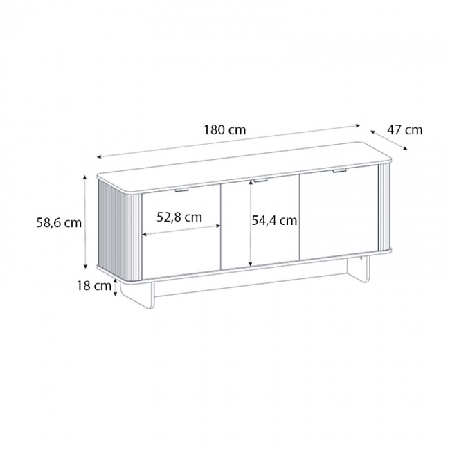 Μπουφές Bohema Megapap χρώμα ivory - sepet oak 180x47x76,6εκ.