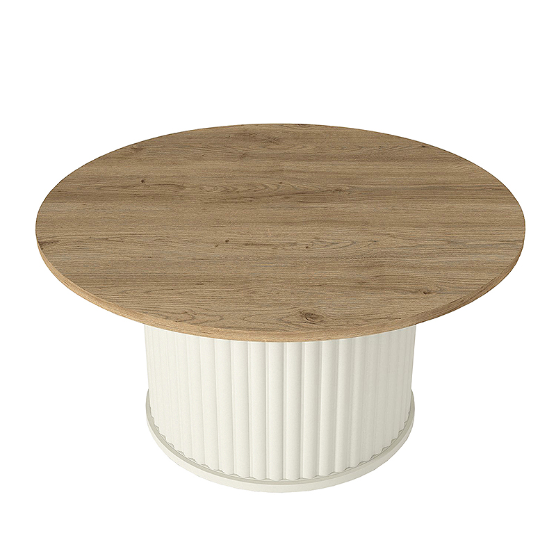 Bohema Megapap melamine coffee table in ivory - sepet oak Ø85x43,2cm.