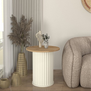Bohema Megapap melamine side table in ivory - sepet oak color Ø50x53,2cm.