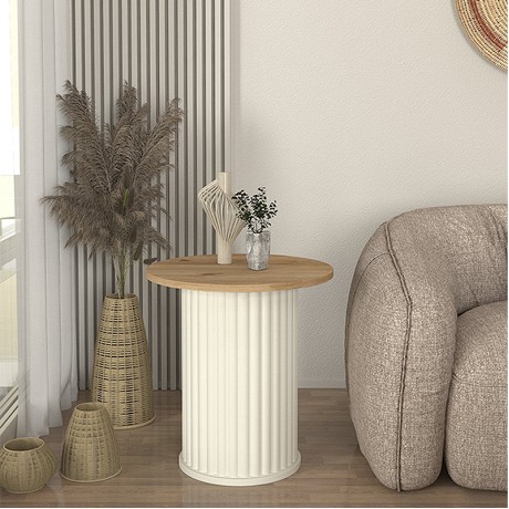 Bohema Megapap melamine side table in ivory - sepet oak color Ø50x53,2cm.