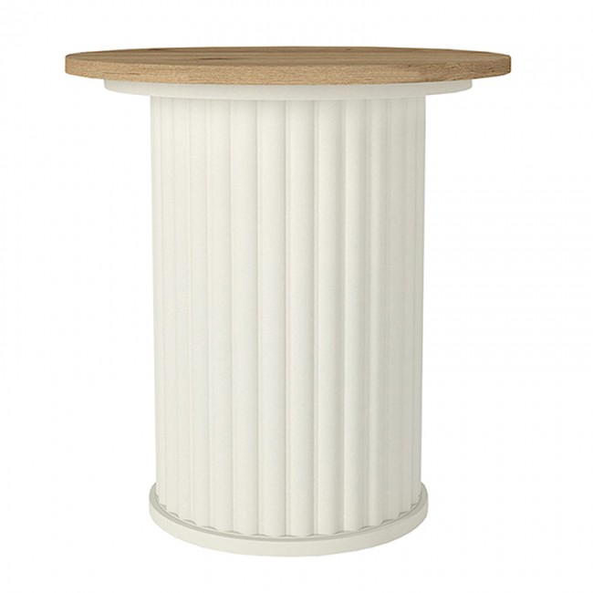 Τραπεζάκι βοηθητικό Bohema Megapap χρώμα ivory - sepet oak Ø50x53,2εκ.