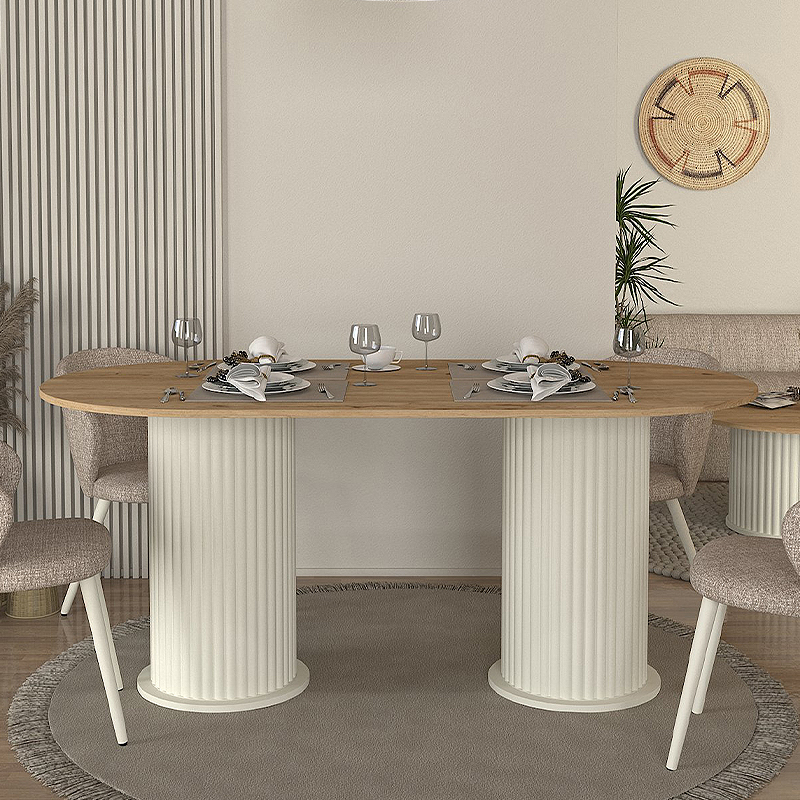 Bohema Megapap melamine dining table in ivory - sepet oak color 180x90x77,7cm.