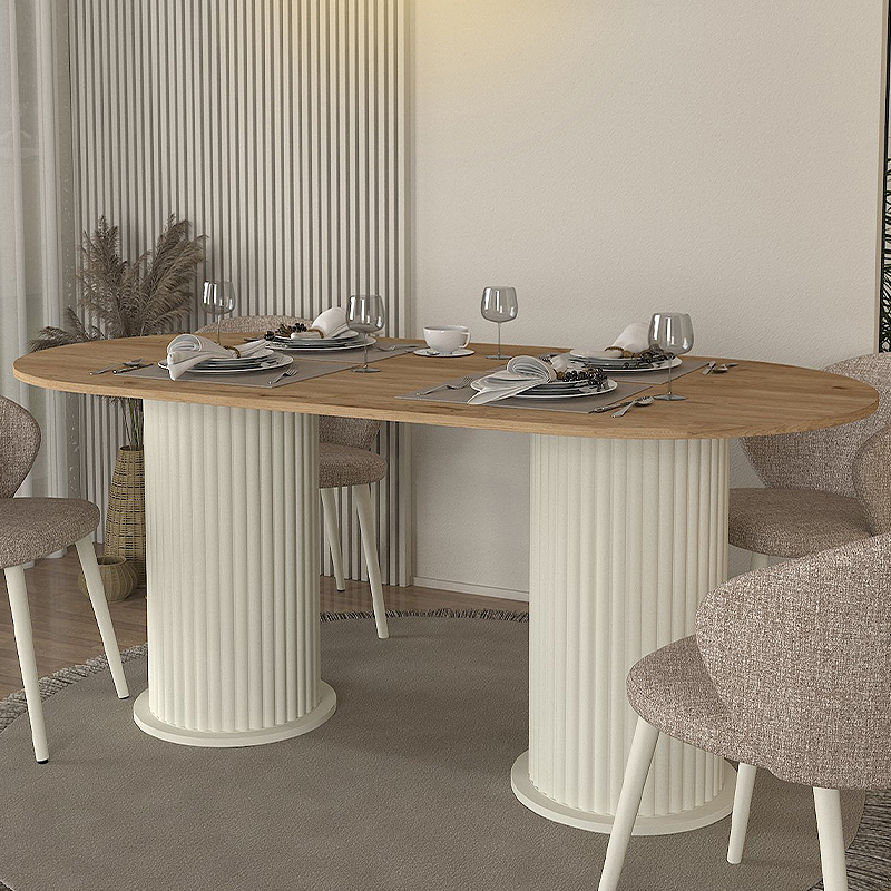 Bohema Megapap melamine dining table in ivory - sepet oak color 180x90x77,7cm.