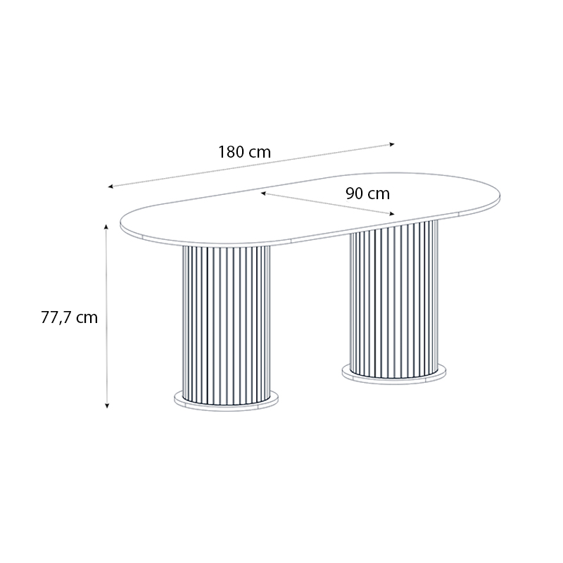 Bohema Megapap melamine dining table in ivory - sepet oak color 180x90x77,7cm.