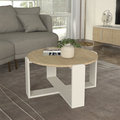 Rebel Megapap melamine coffee table in rota oak - sandstone color Ø70x38cm.