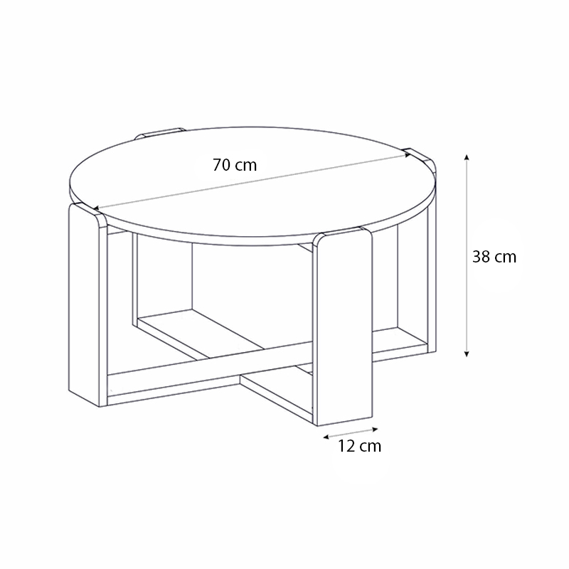 Rebel Megapap melamine coffee table in rota oak - sandstone color Ø70x38cm.