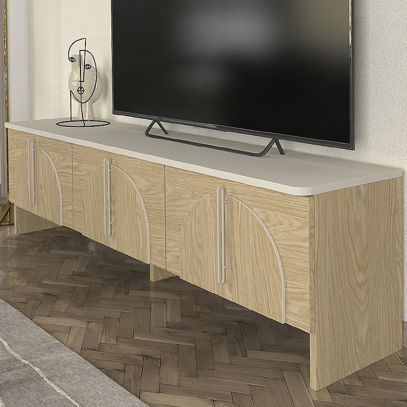 Rebel Megapap melamine tv stand in rota oak - sandstone color 150x35x45cm.
