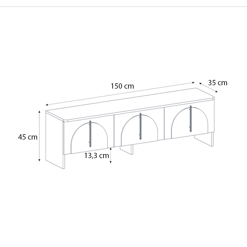 Rebel Megapap melamine tv stand in rota oak - sandstone color 150x35x45cm.
